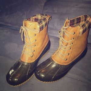Brown and Black Rain Boots
